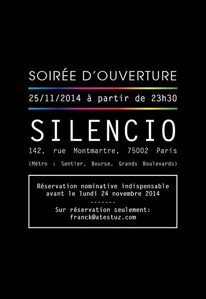 Chéries-Chéris / Flyer soirée d'ouverture "Silencio"